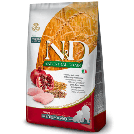 Farmina N&D Ancestral Grain Puppy Medium/Maxi Dog Food | Chicken, Spelt, Oats & Pomegranate |No Artificial Preservatives| Complete Nutrition for Puppies