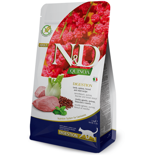N&D QUINOA DIGESTION Lamb Adult Farmina N&D Quinoa Digestion Cat Food | Grain-Free | Lamb, Quinoa, Fennel & Mint | Supports Digestive Health | Complete & Balanced Nutrition |for Adult Cats - Image 1